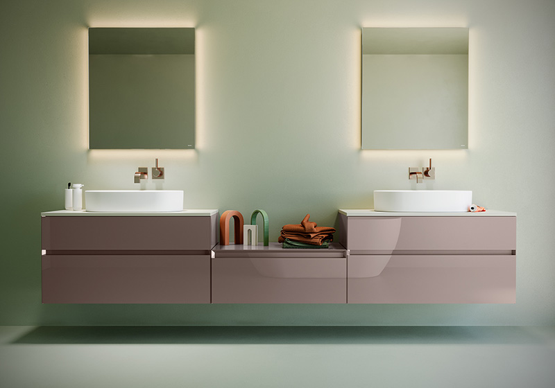 mueble de pared para el baño color madera